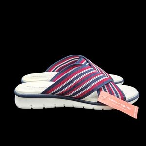 Easy Spirit Red White Blue Sandal Saffa XBand Stretch Slide Slip-On Wmn 10 WIDE